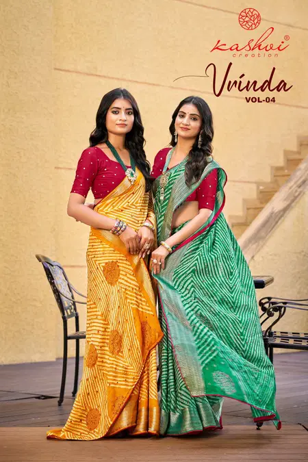 Vrinda Vol 4 By Kashvi Marshmello Leheriya Saree Wholesalers In Surat